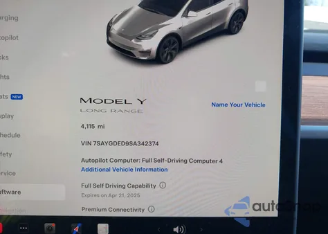 2025 Tesla Model Y Long Range Dual Motor All-Wheel Drive из США, поврежденный, VIN 7SAYGDED9SA342374
